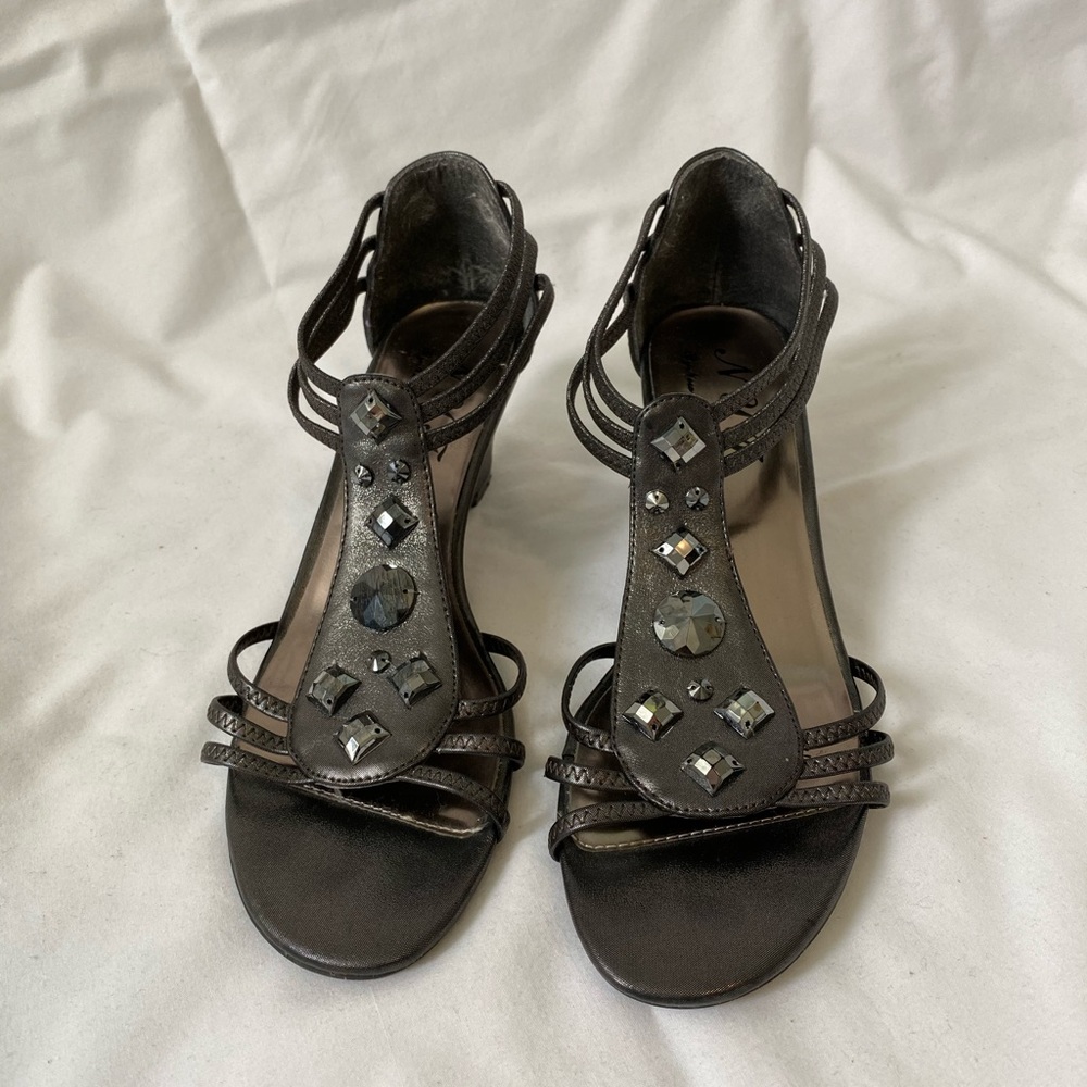 NYT Silver Embellished Wedges